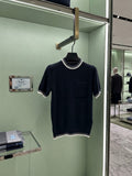 Prada Striped Trim Chest Pocket T Shirt