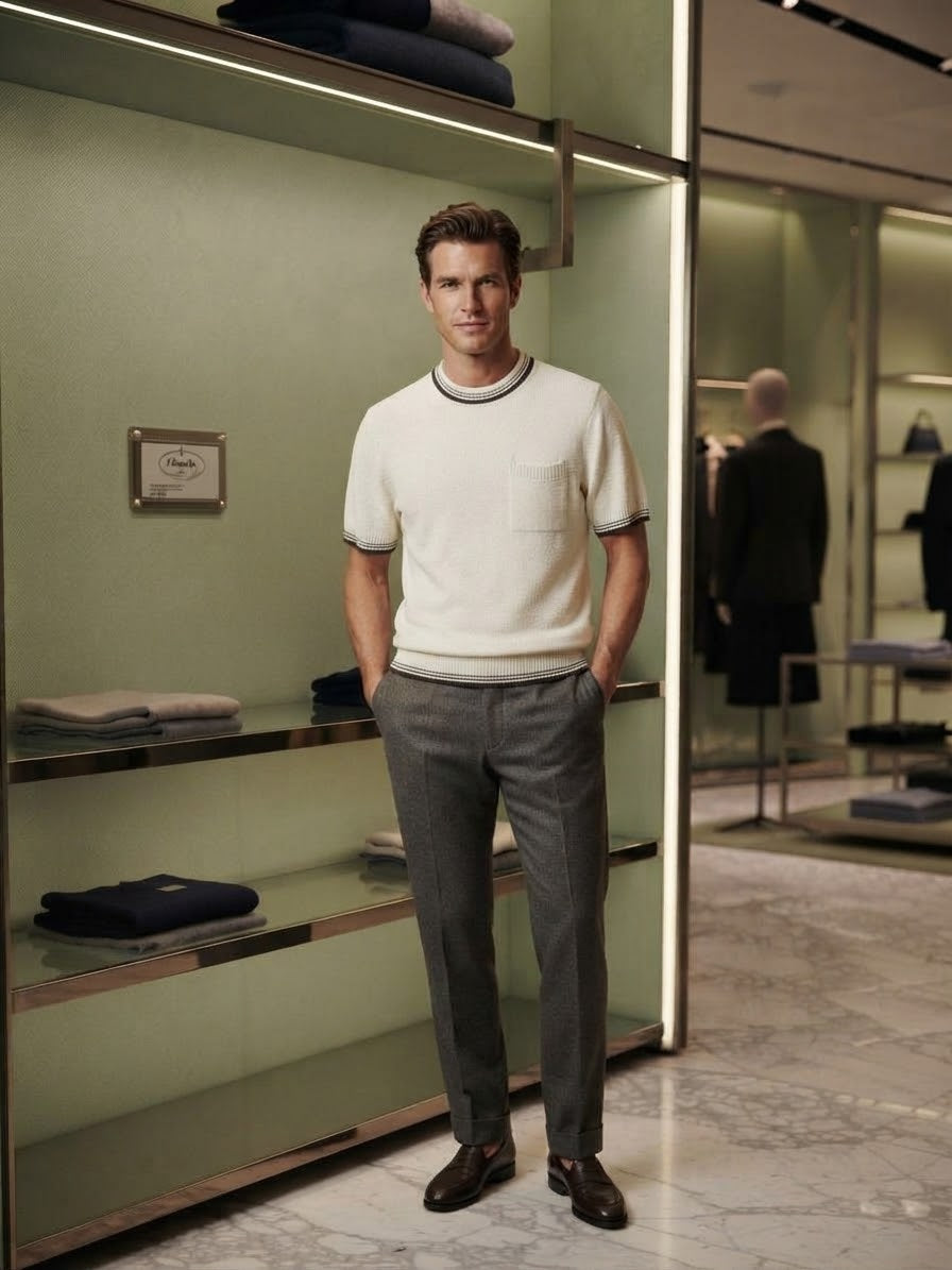 Prada Striped Trim Chest Pocket T Shirt