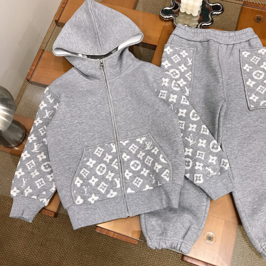Louis Vuitton Kids Grey Monogram Hooded Set