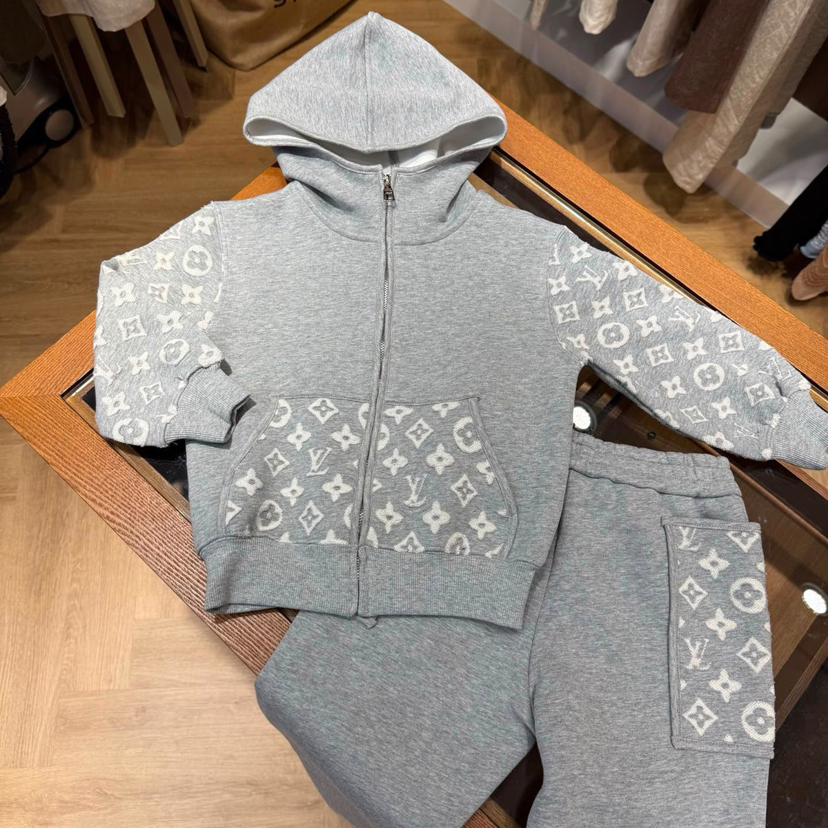 Louis Vuitton Kids Grey Monogram Hooded Set