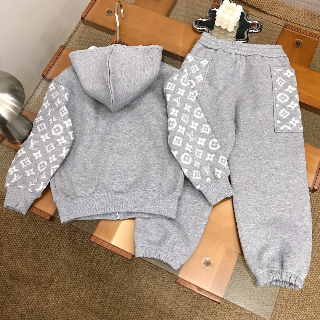 Louis Vuitton Kids Grey Monogram Hooded Set