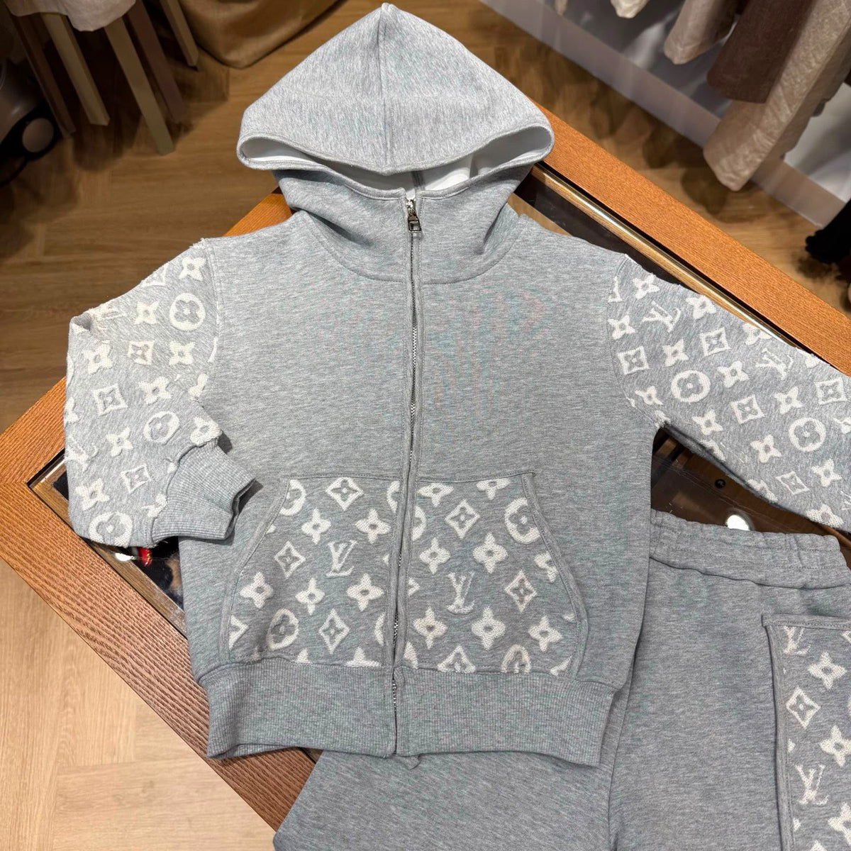 Louis Vuitton Kids Grey Monogram Hooded Set