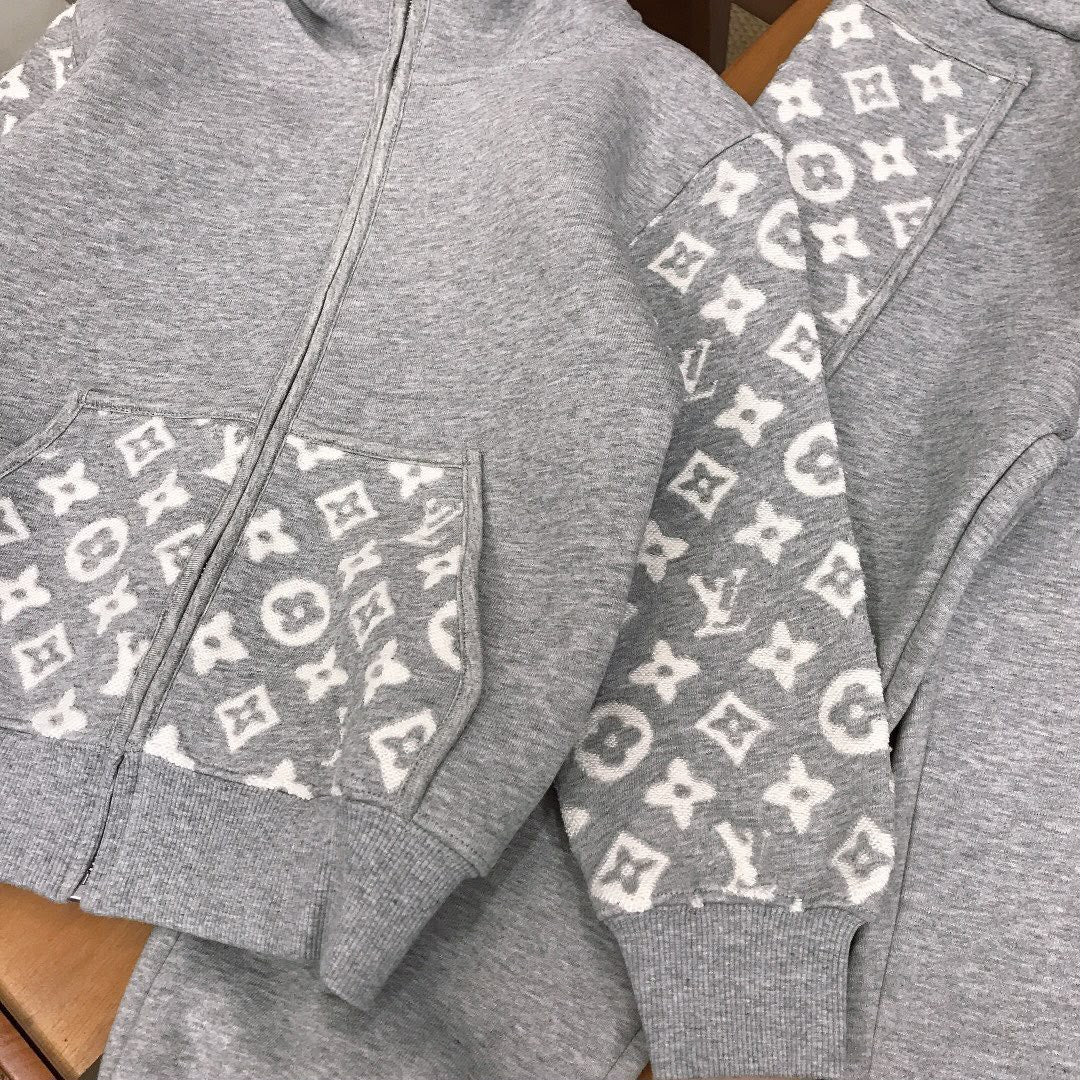 Louis Vuitton Kids Grey Monogram Hooded Set