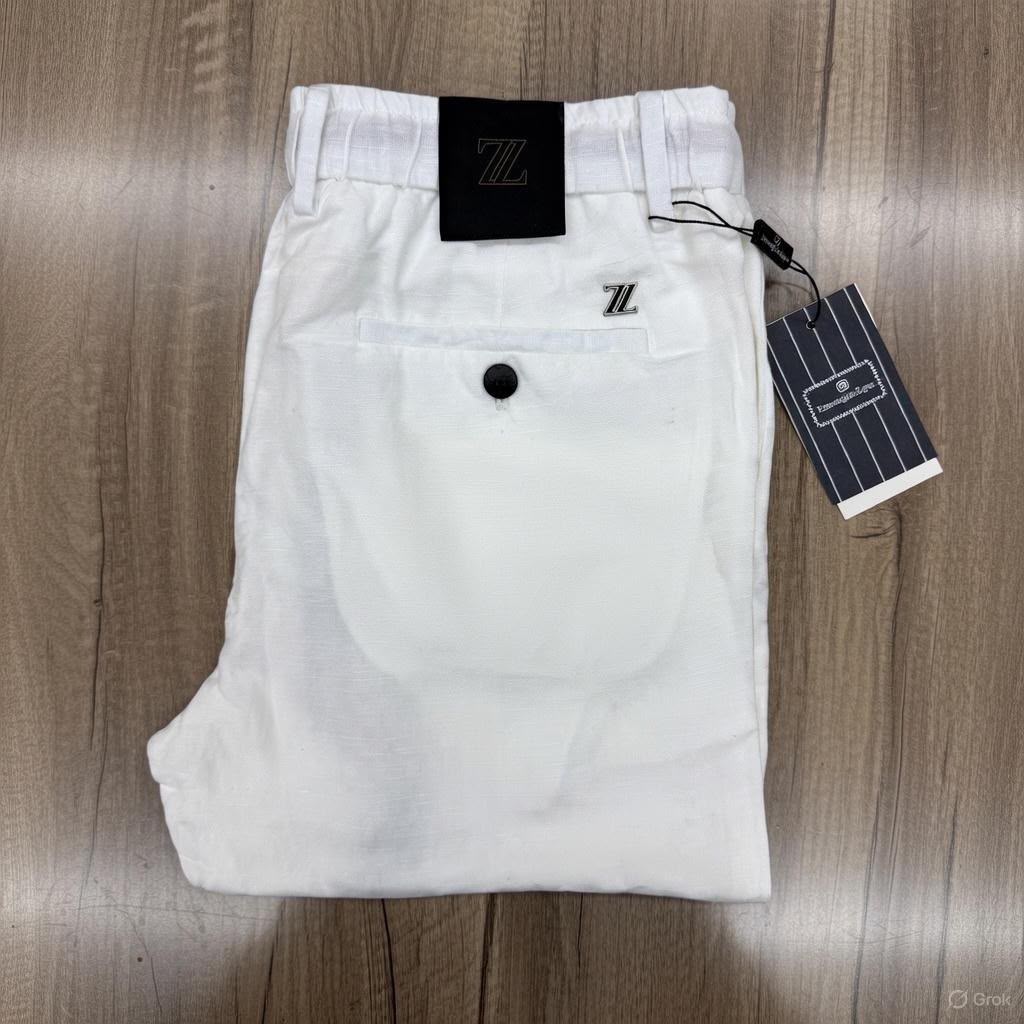 Zegna White Button Pocket Trousers