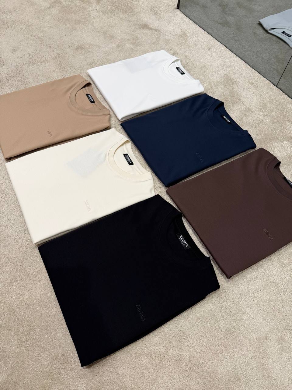 Zegna Tonal Logo Crew Neck T Shirt