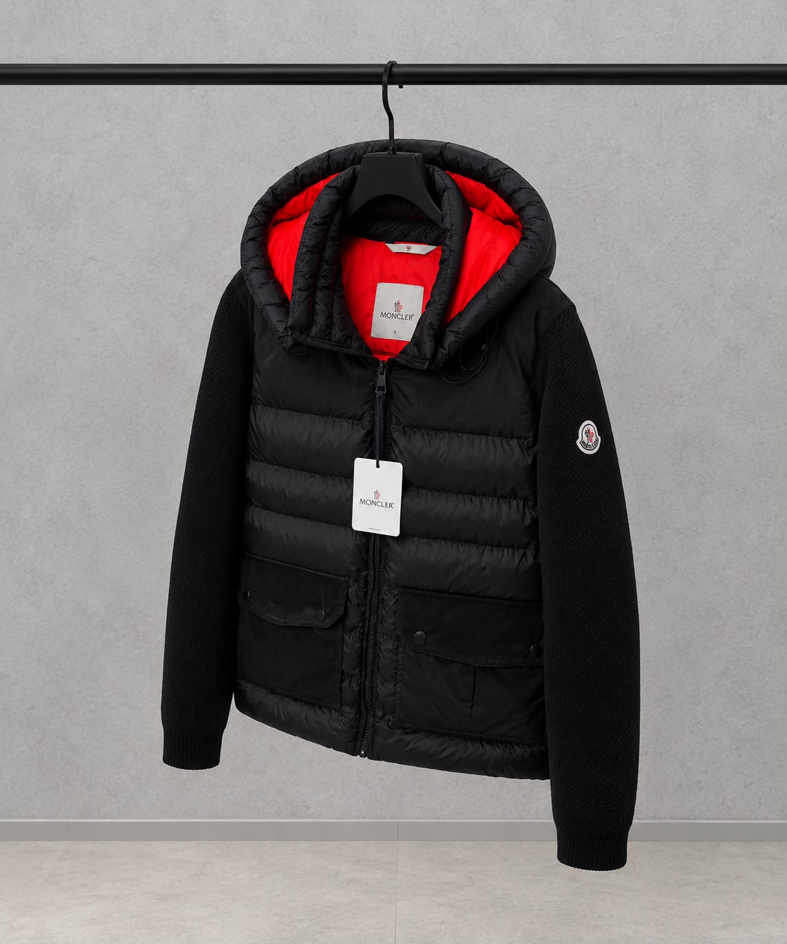 MONCLER Hooded Quilted Front Red Lining Jacket