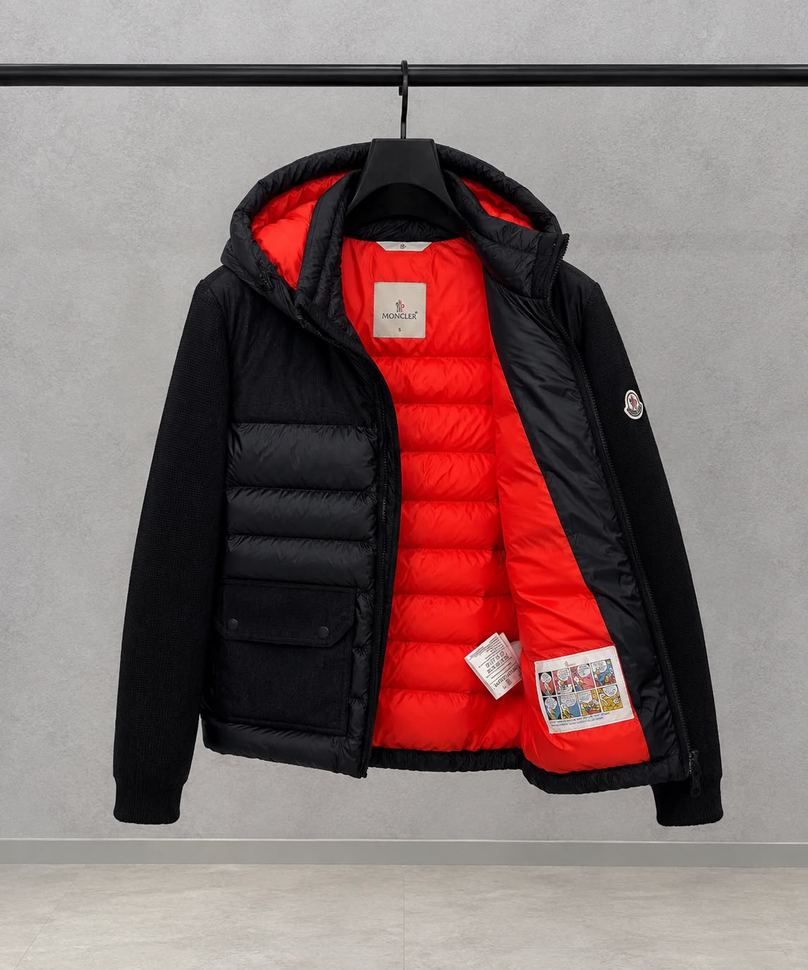 MONCLER Hooded Quilted Front Red Lining Jacket