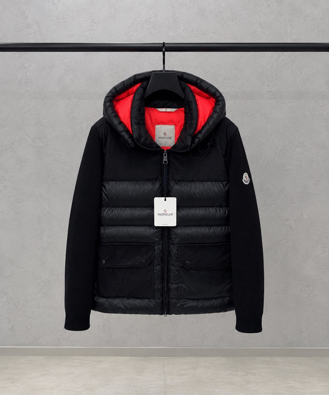 MONCLER Hooded Quilted Front Red Lining Jacket