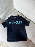 Moncler Kids Turquoise Letter Logo Tee