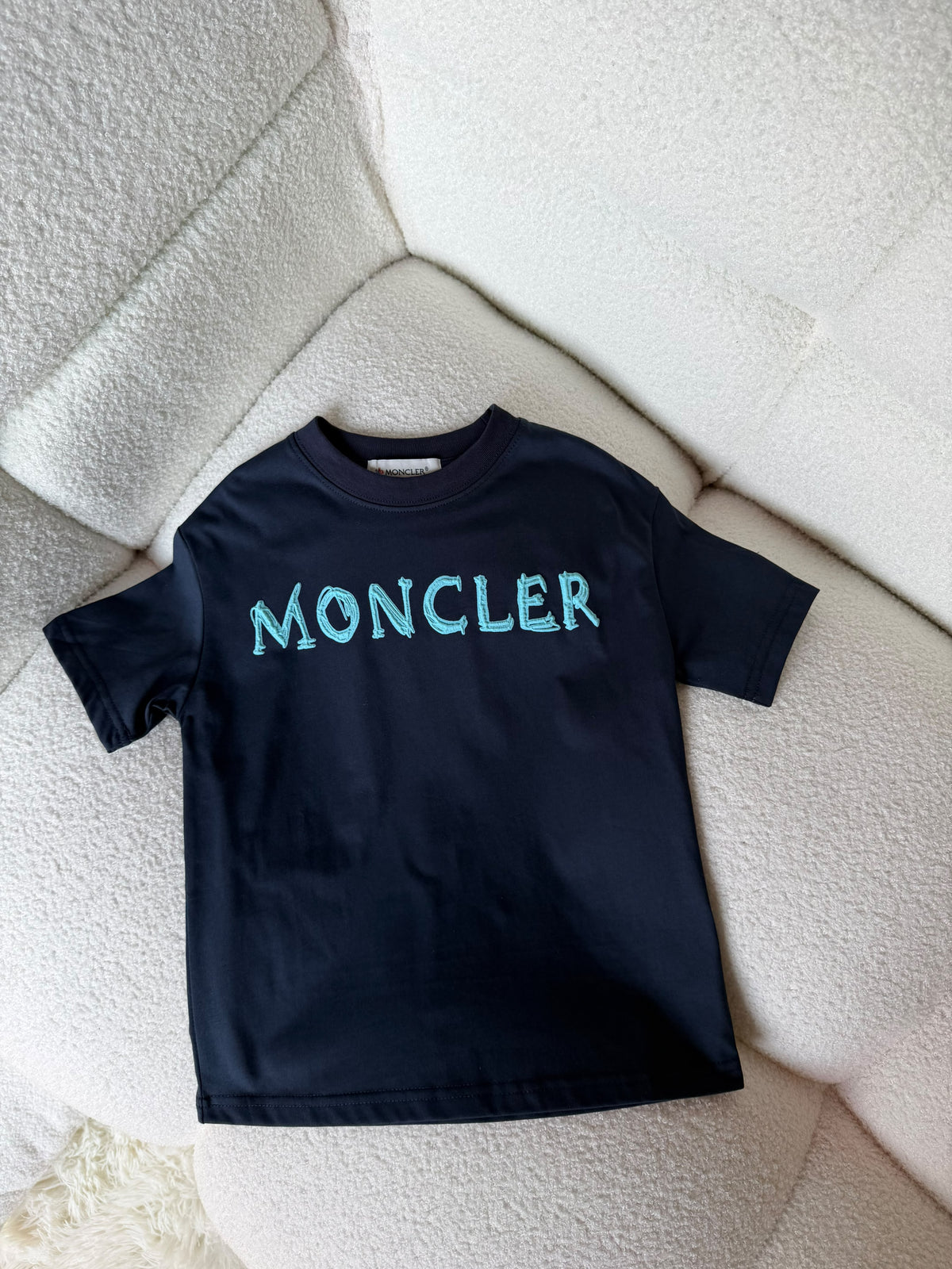 Moncler Kids Turquoise Letter Logo Tee