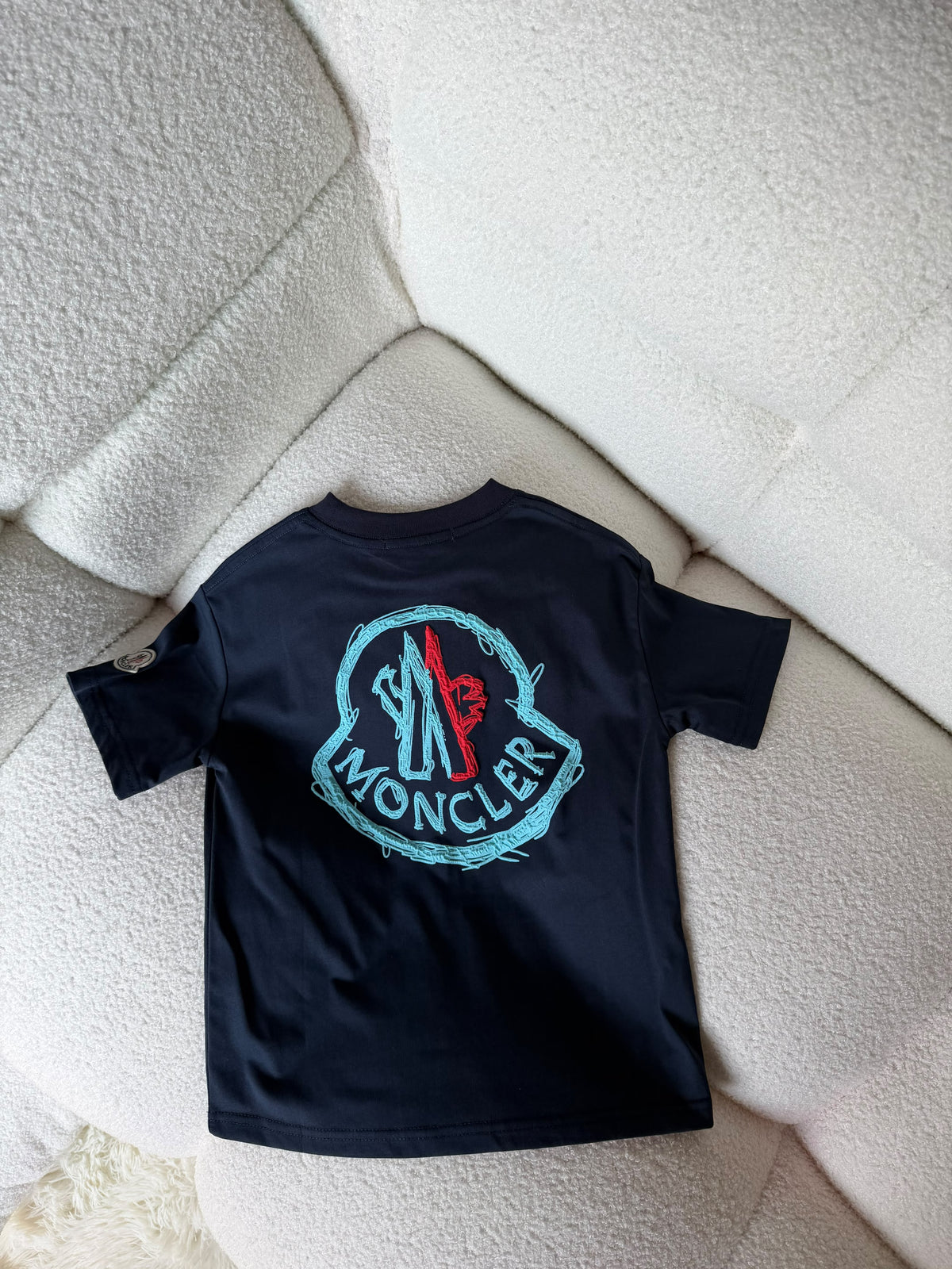 Moncler Kids Turquoise Letter Logo Tee