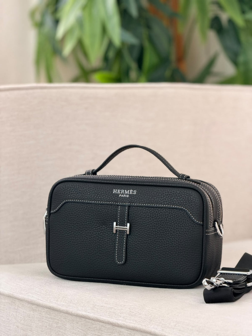 Hermes Contrast Stitch Double Zip Bag