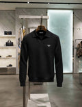 Prada Horizontal Rib Long Sleeve Polo
