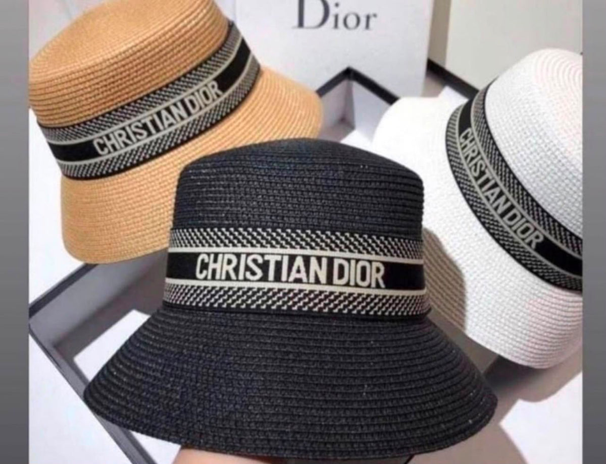Dior Logo Band Straw Hat
