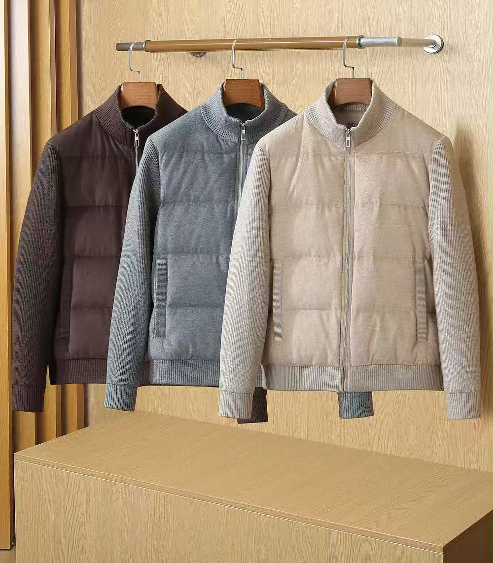 Loro Piana Quilted Front Ribbed Sleeve Zip Jacket