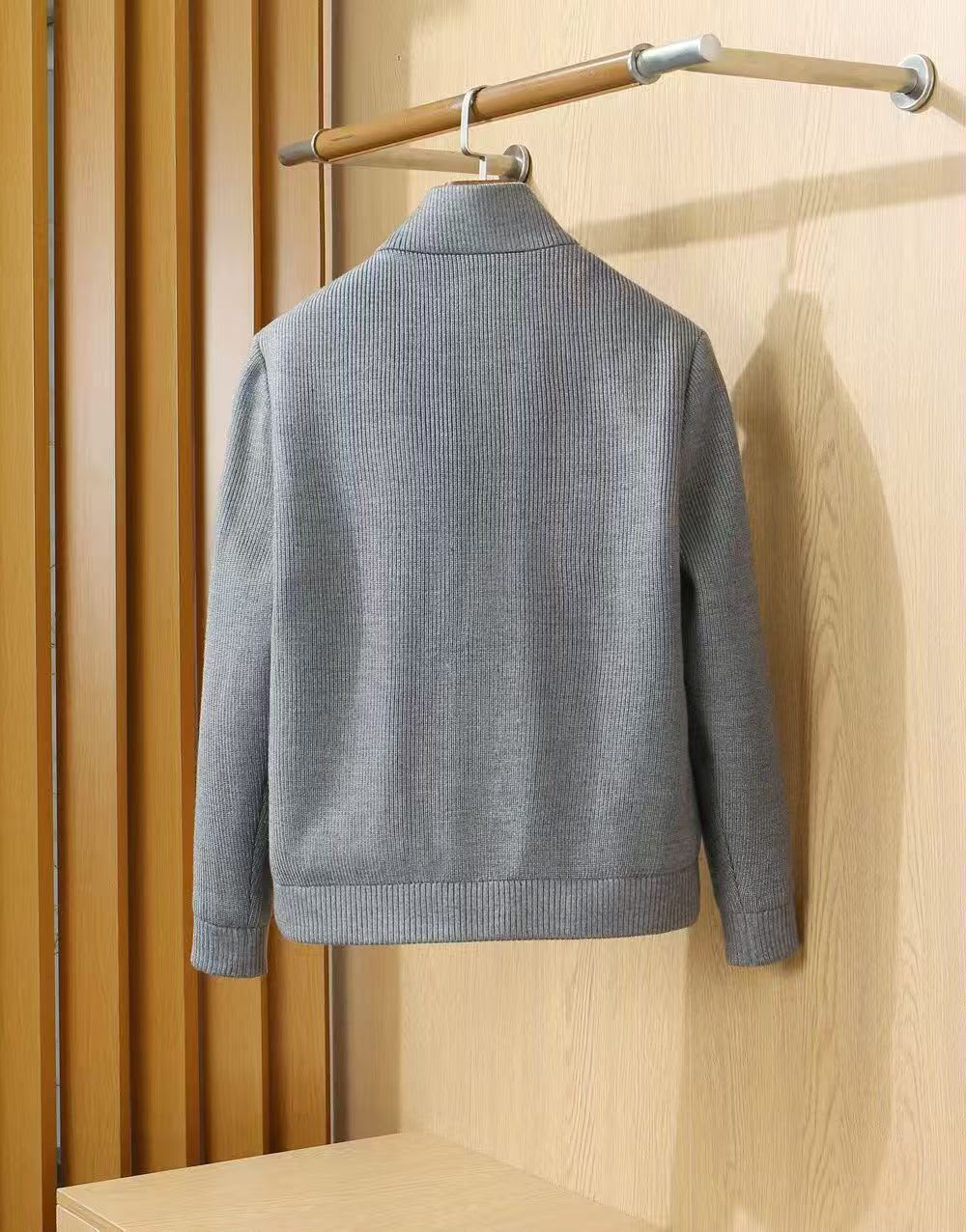 Loro Piana Quilted Front Ribbed Sleeve Zip Jacket