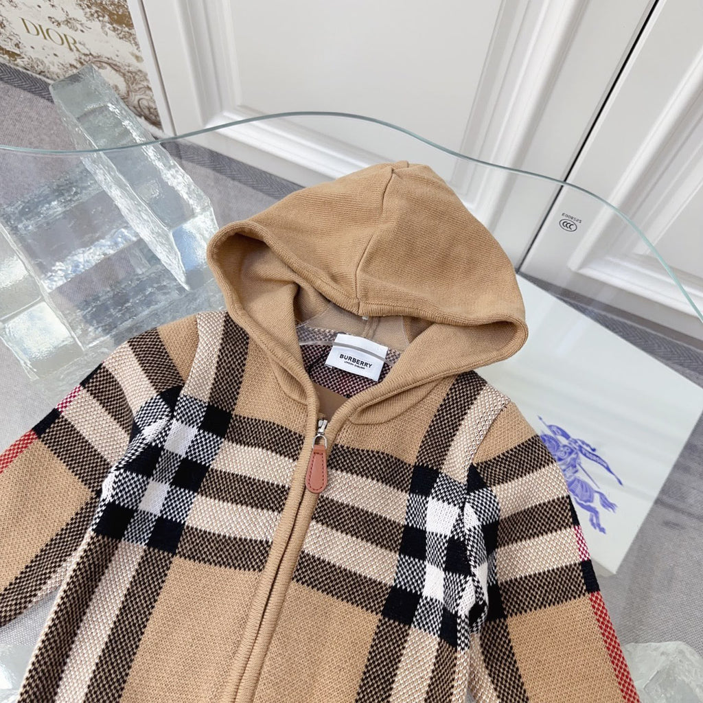 Burberry Kids Camel Check Hooded Set