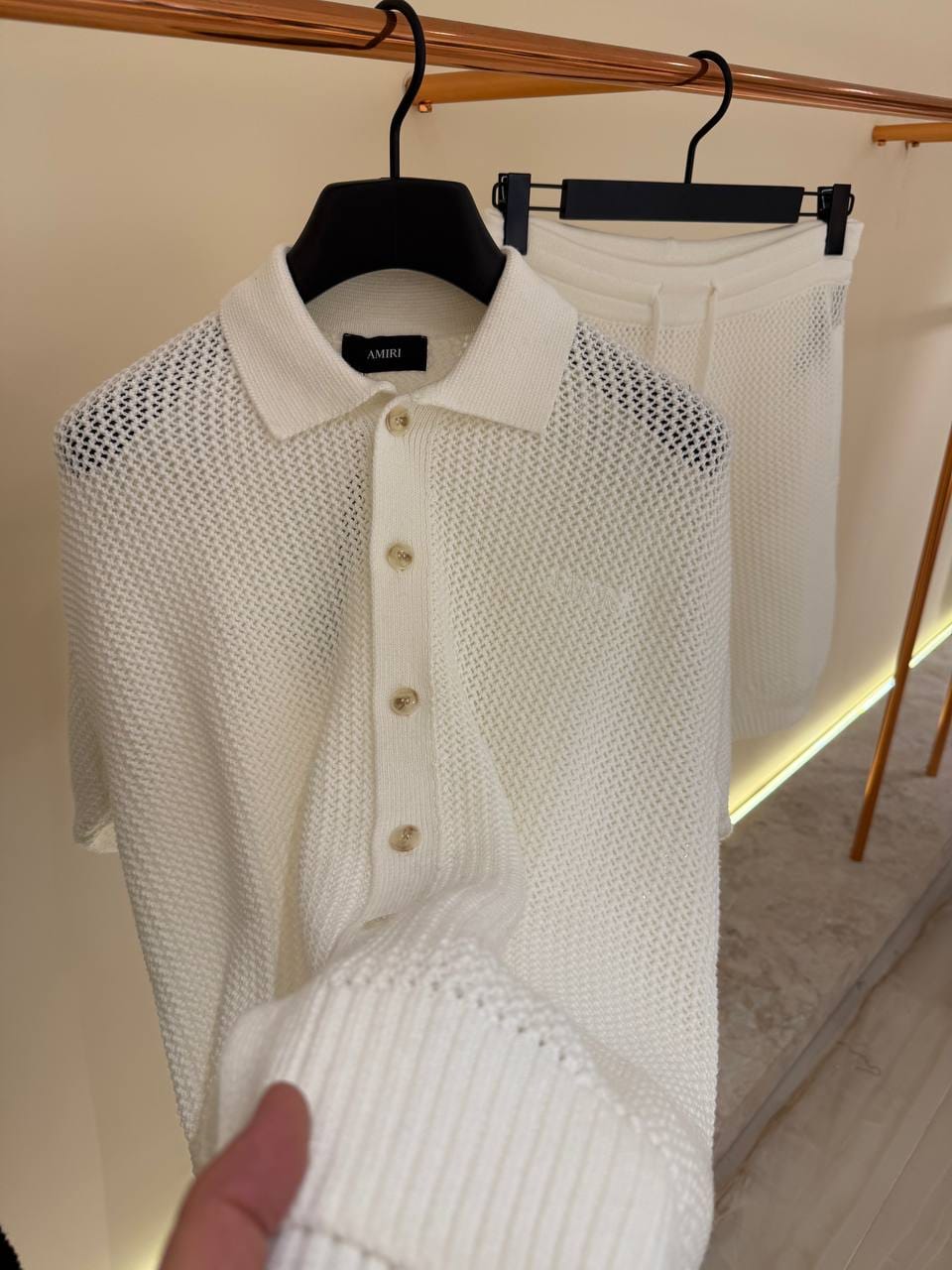Amiri Mesh Button Shirt Shorts Set