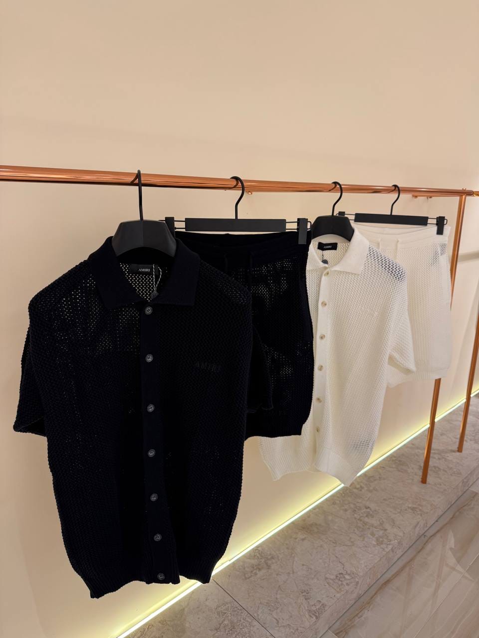 Amiri Mesh Button Shirt Shorts Set