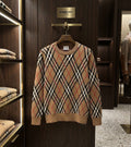 Burberry Diagonal Check Crew Neck Sweater