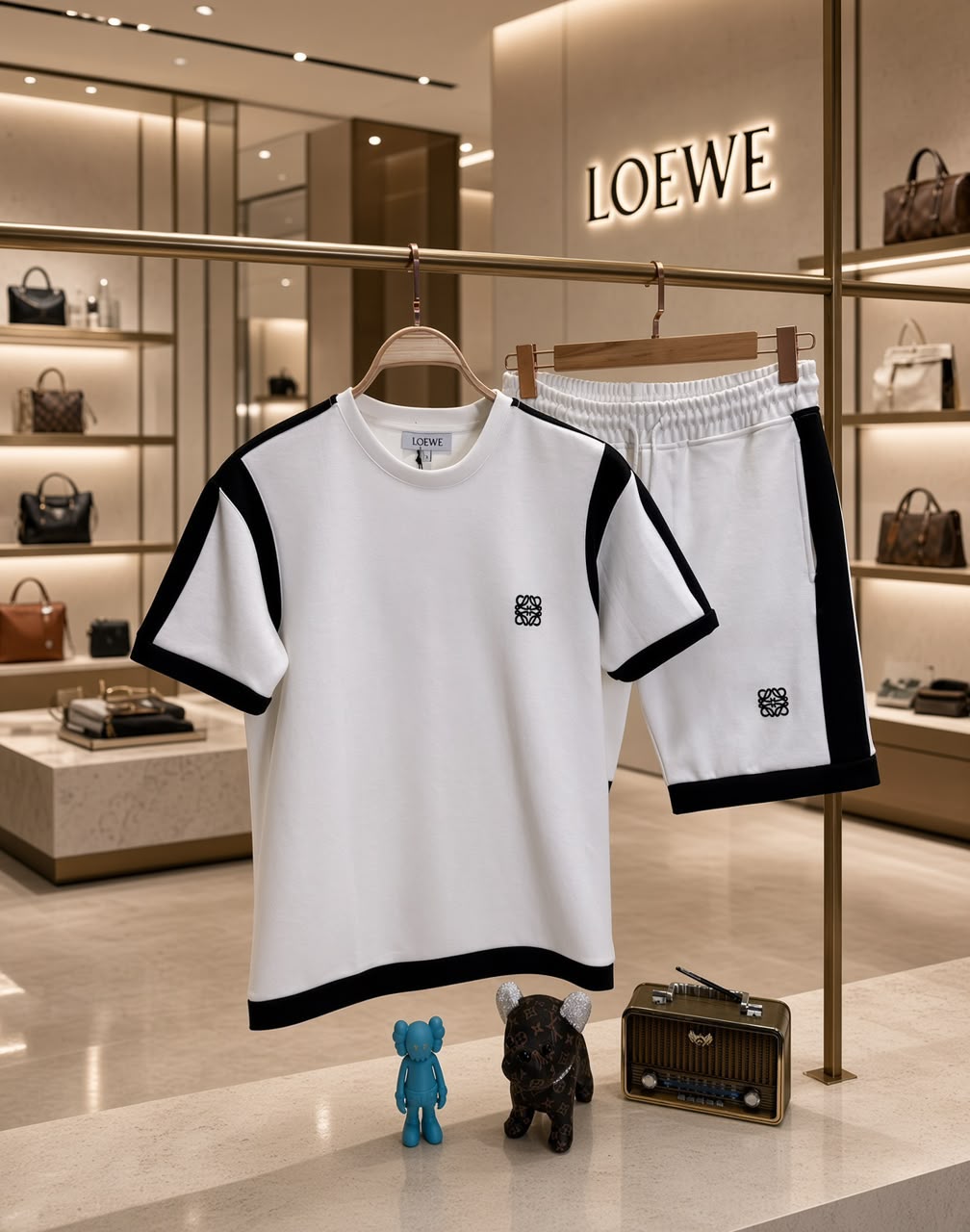 Loewe Contrast Panel T Shirt Shorts Set