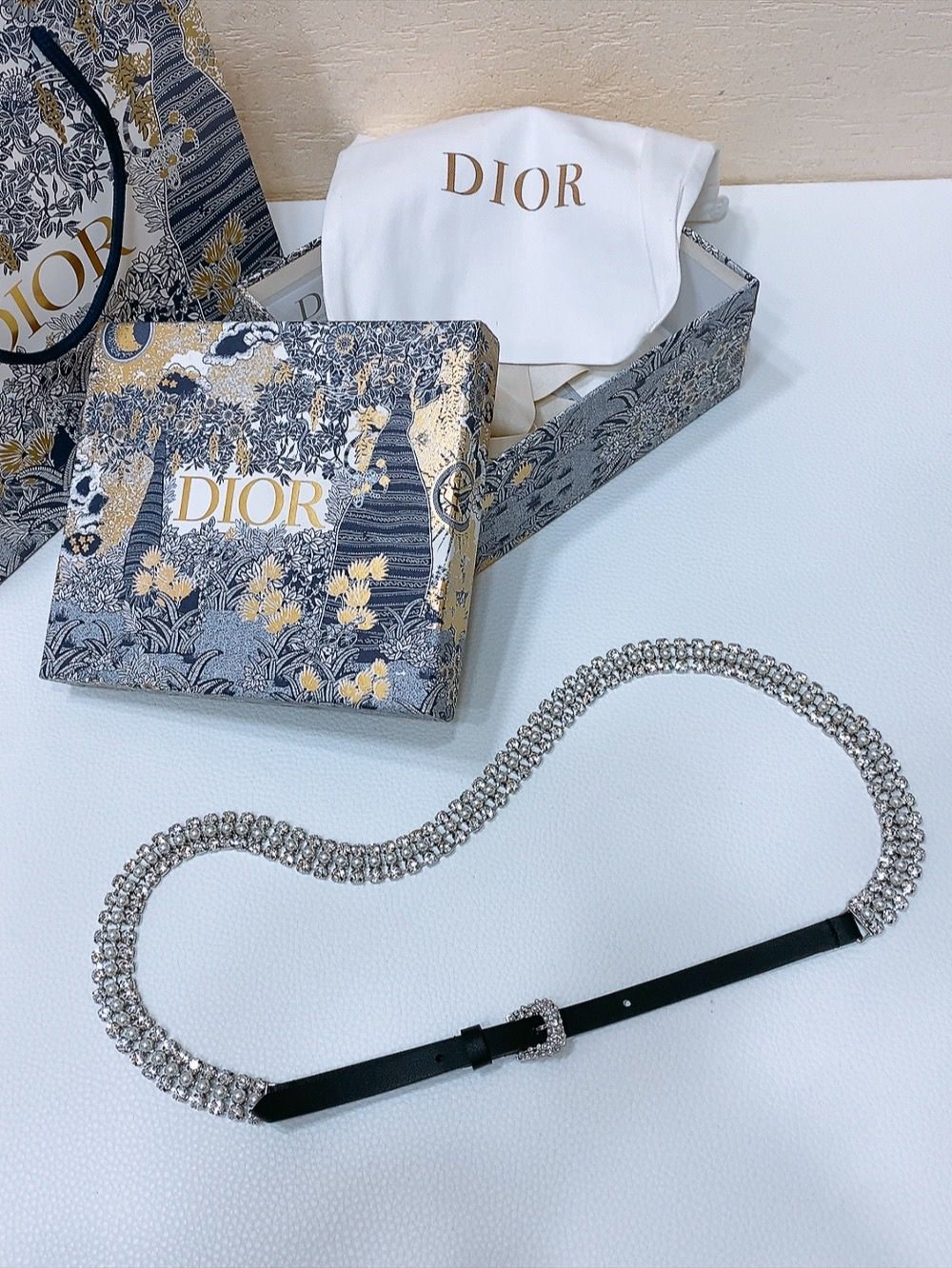 Dior Crystal Embellished Skinny Belt