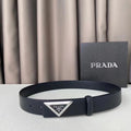 Prada Triangle Logo Leather Belt