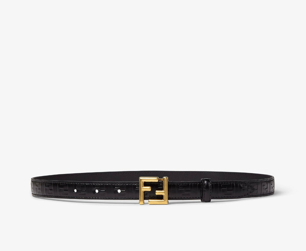 Fendi FF Logo Embossed Leather Belt
