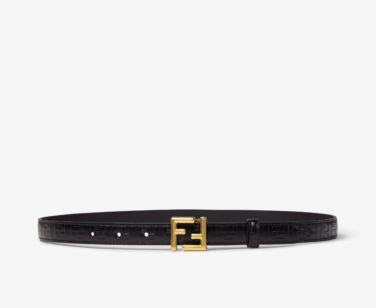 Fendi FF Logo Embossed Leather Belt