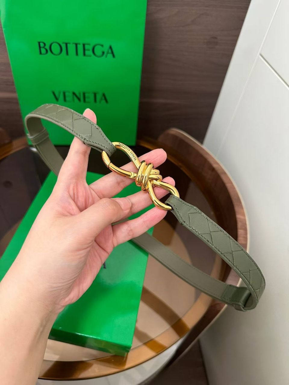 BOTTEGA VENETA Intrecciato Knot Leather Belt