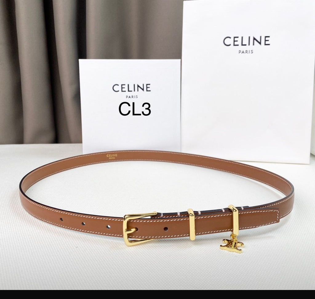 CELINE Triomphe Charm Leather Belt