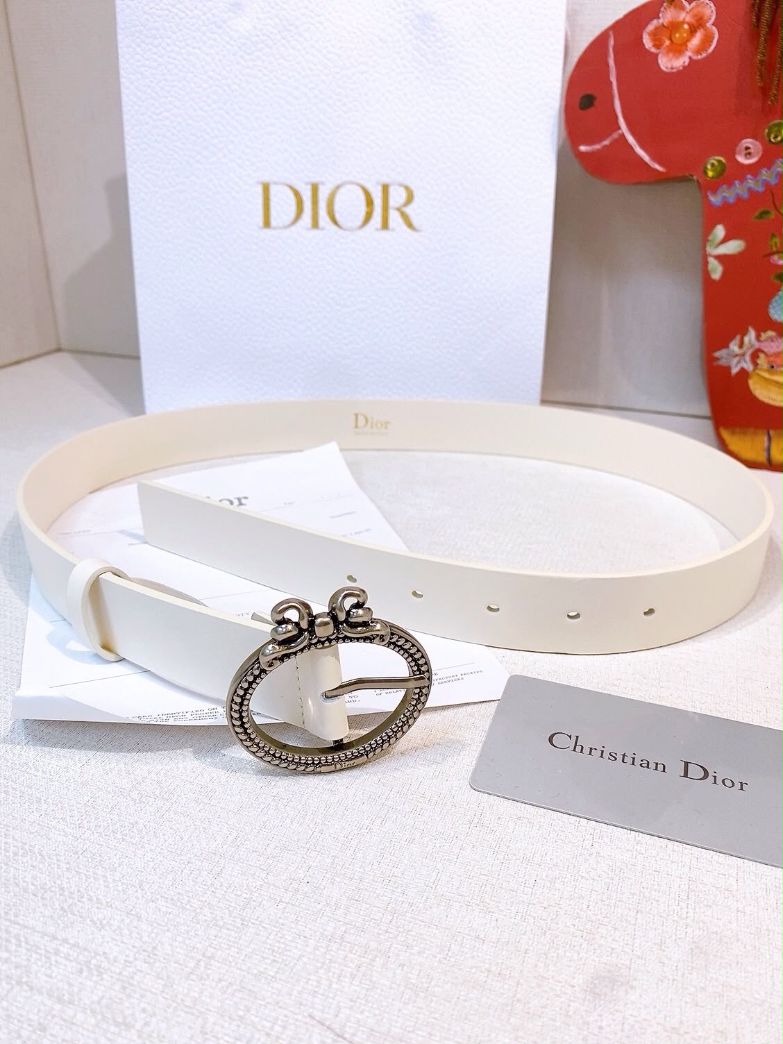 DIOR CD Navy Black Leather Belt