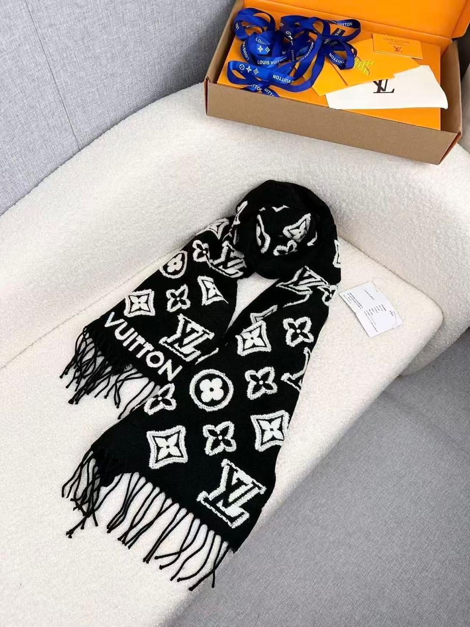 Louis Vuitton Large Monogram Fringed Scarf
