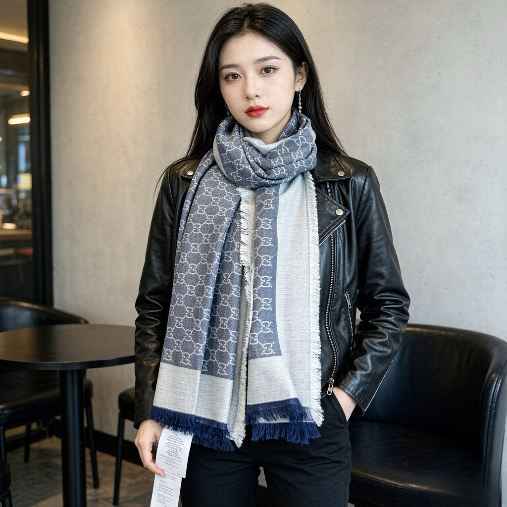 Gucci GG Border Fringed Scarf