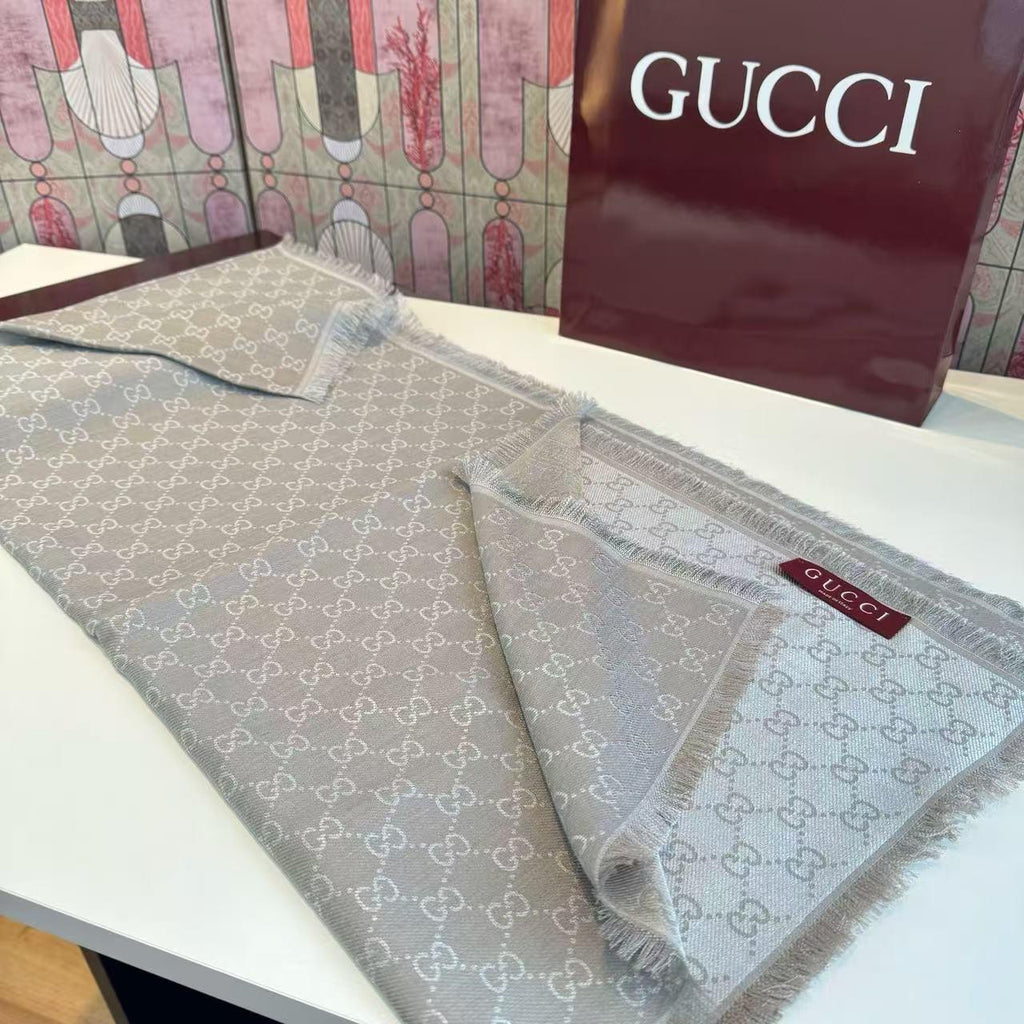 Gucci Tonal GG Fringed Scarf