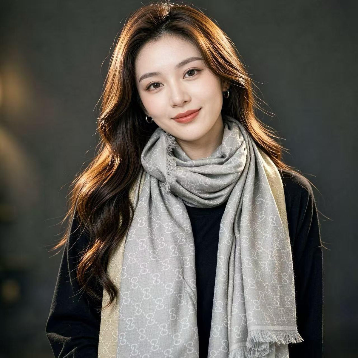 Gucci Tonal GG Fringed Scarf