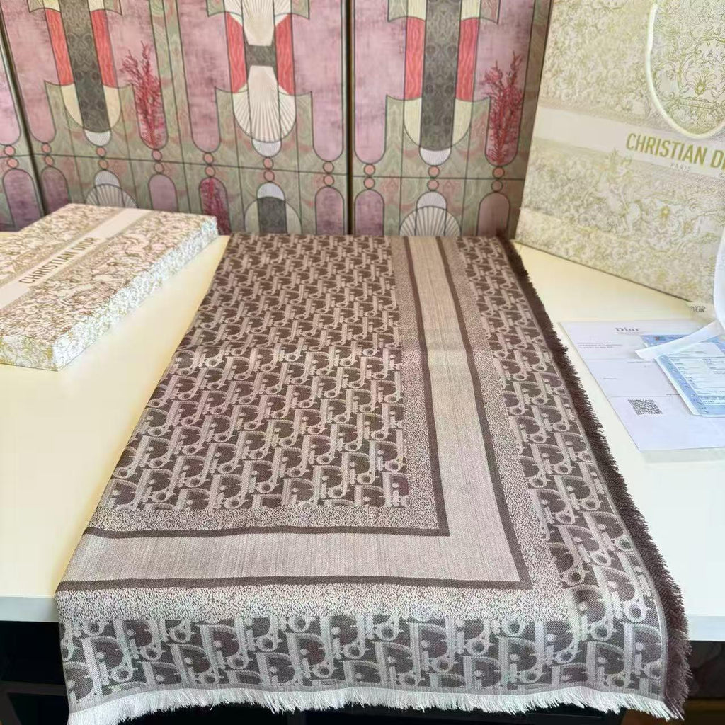 Dior Oblique Border Fringed Scarf