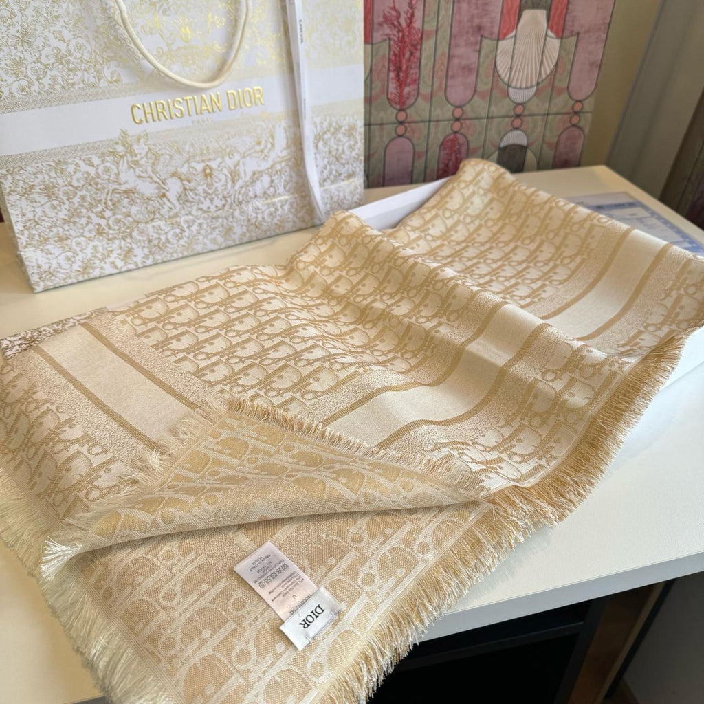Dior Oblique Border Fringed Scarf