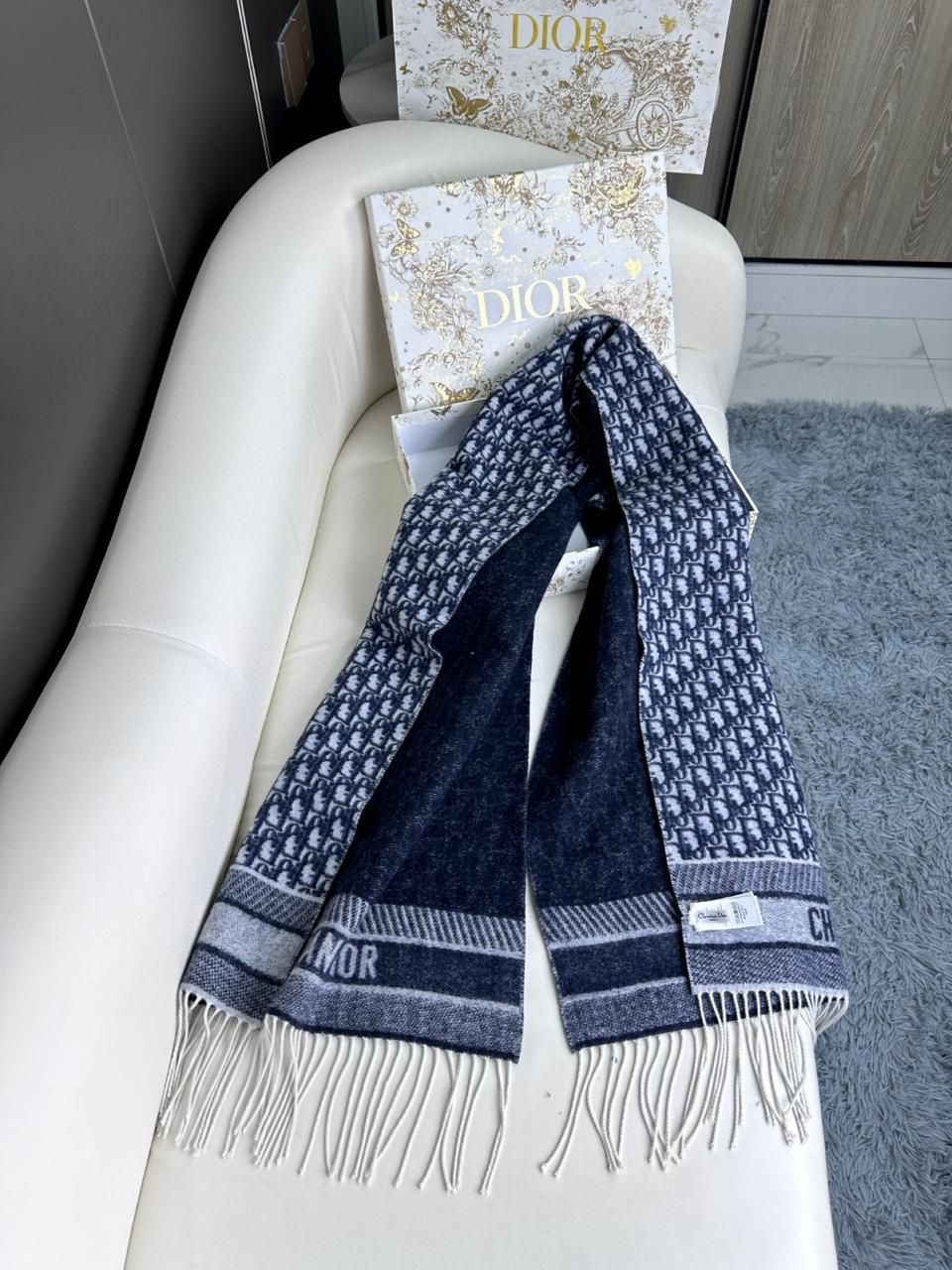 Dior Oblique Long Fringe Scarf
