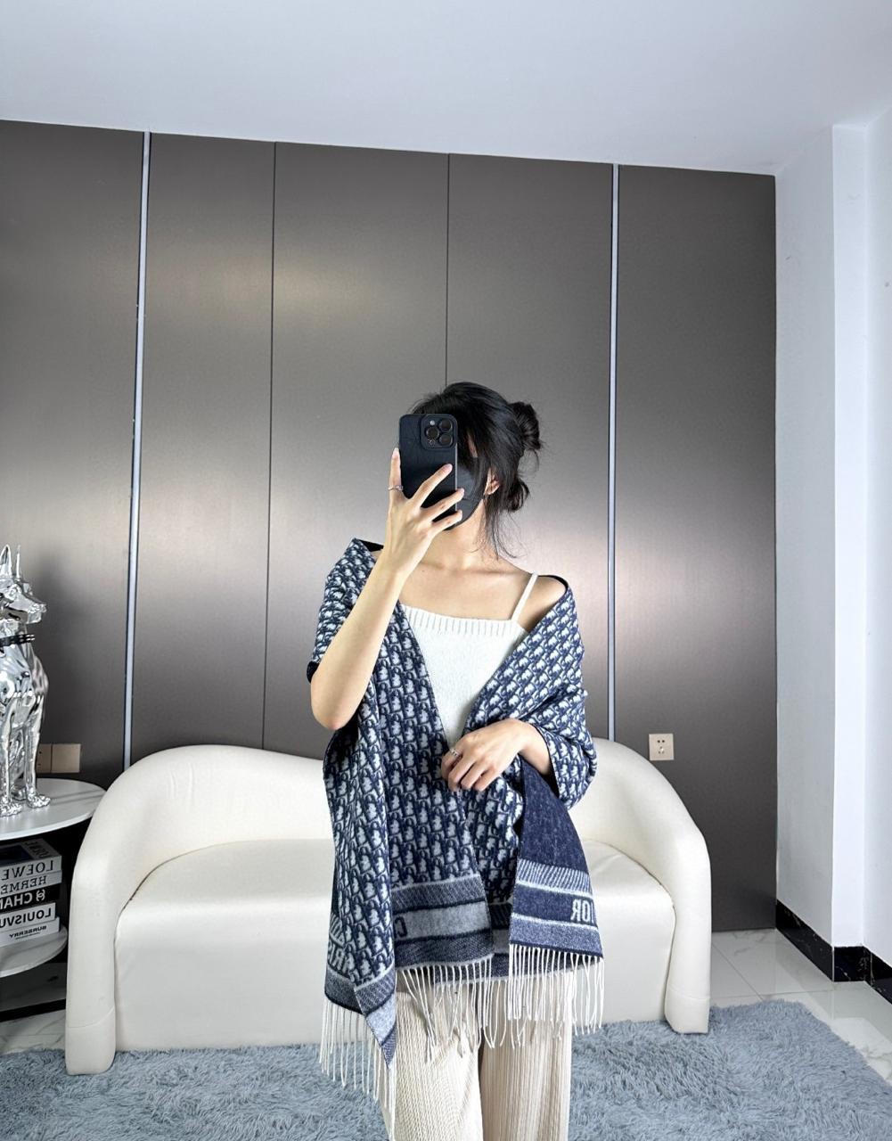 Dior Oblique Long Fringe Scarf