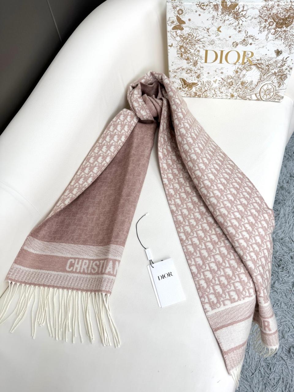 Dior Oblique Long Fringe Scarf