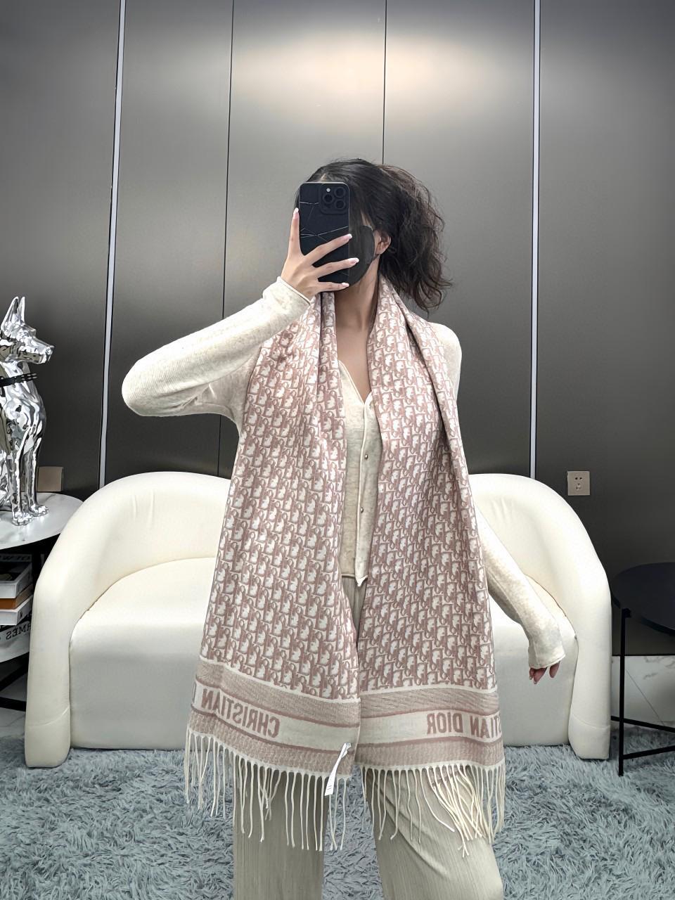 Dior Oblique Long Fringe Scarf