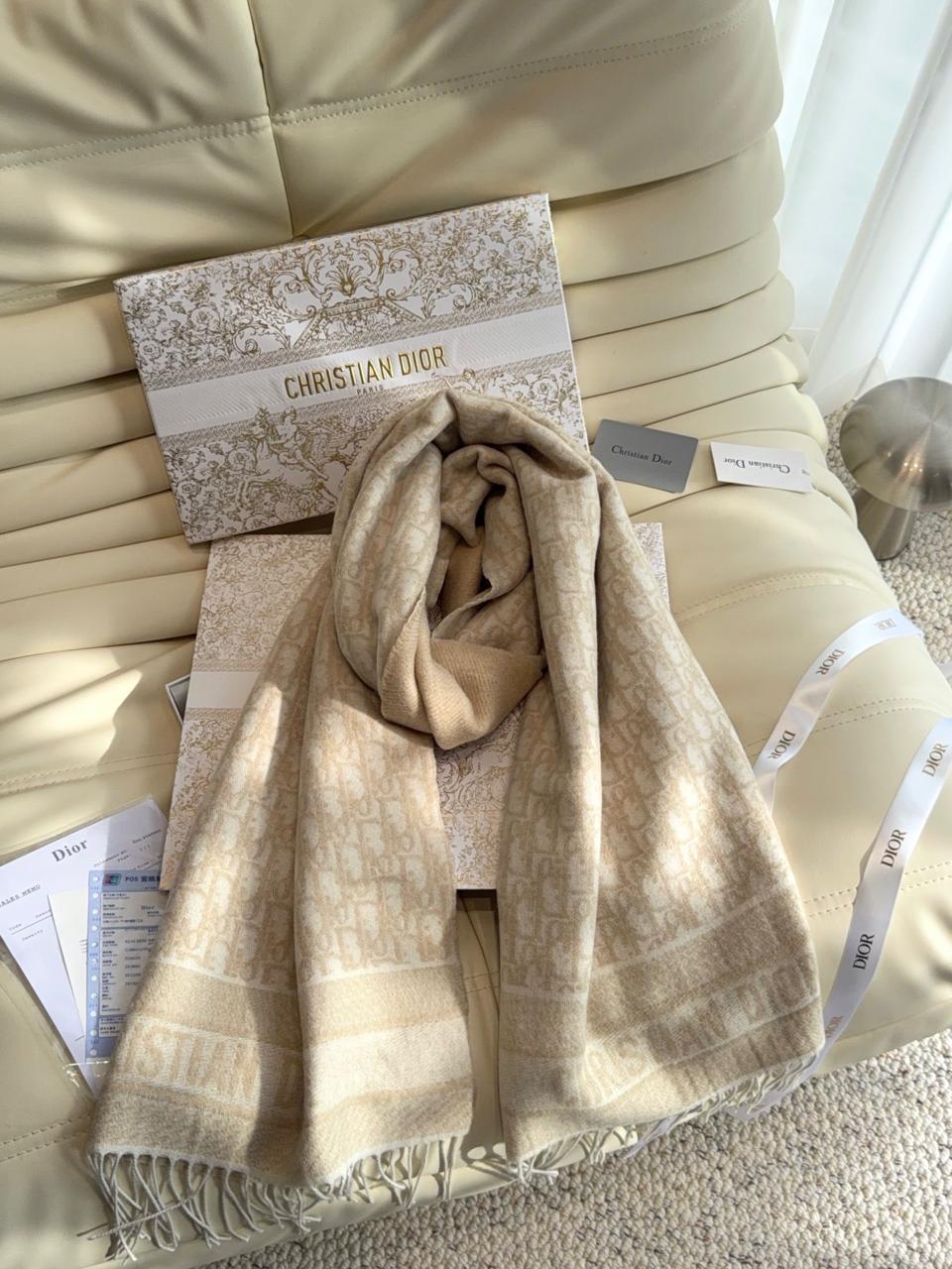Dior Oblique Long Fringe Scarf