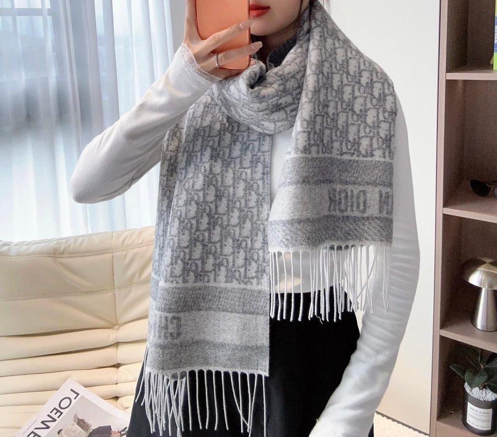 Dior Oblique Long Fringe Scarf