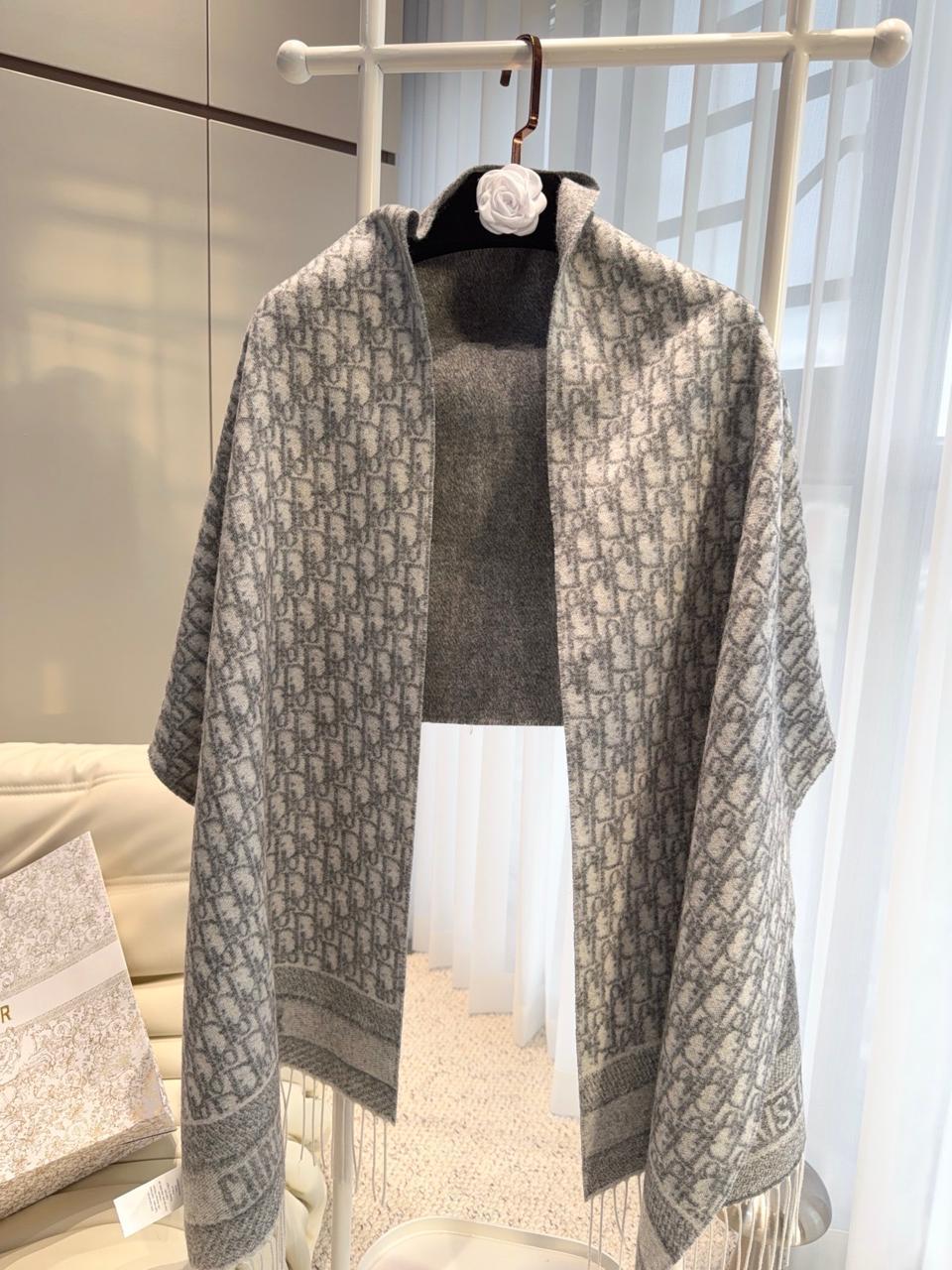 Dior Oblique Long Fringe Scarf