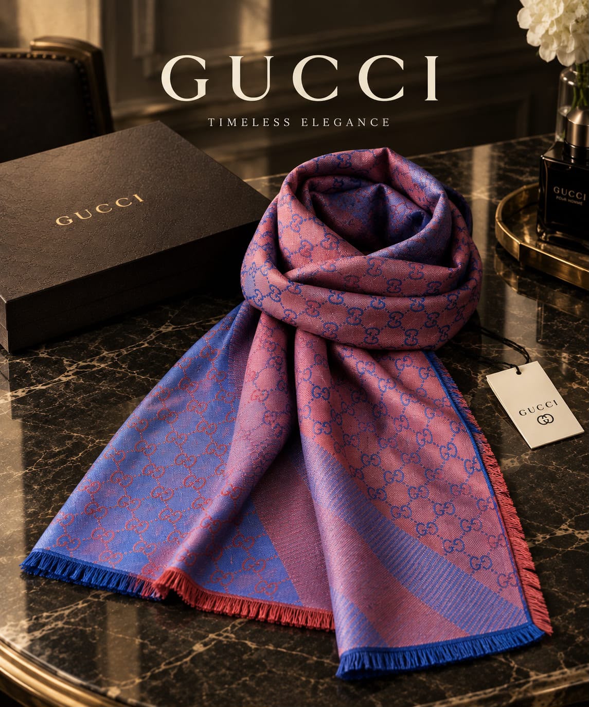Gucci Two Tone GG Scarf