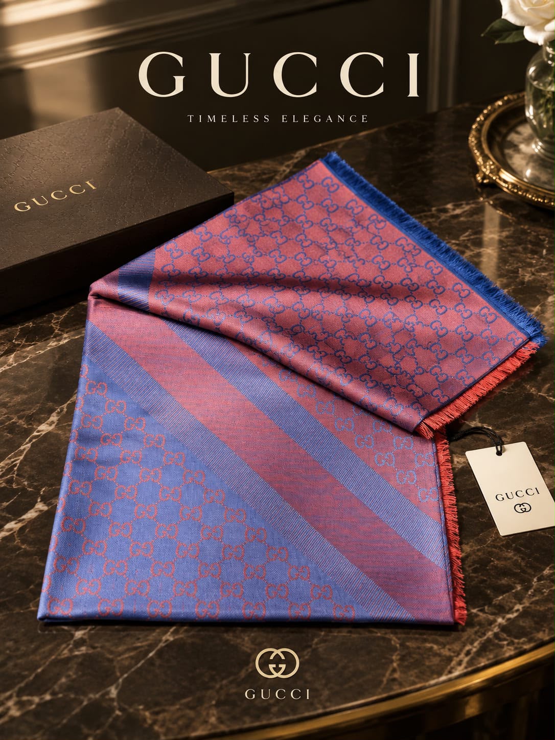 Gucci Two Tone GG Scarf