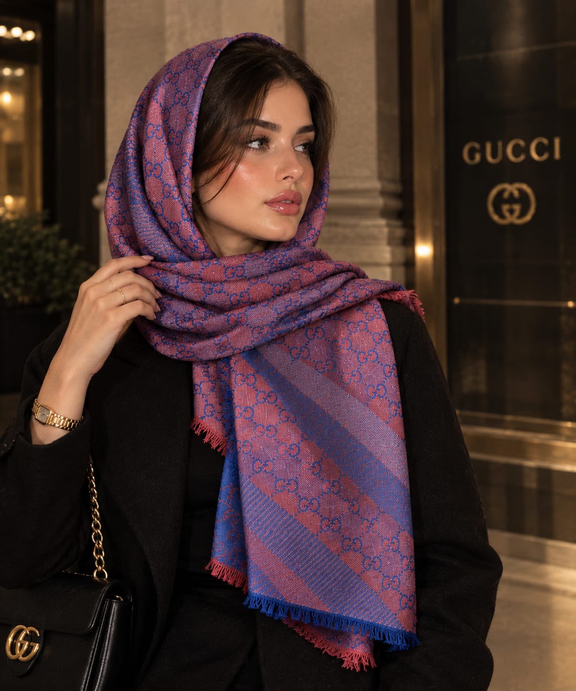 Gucci Two Tone GG Scarf