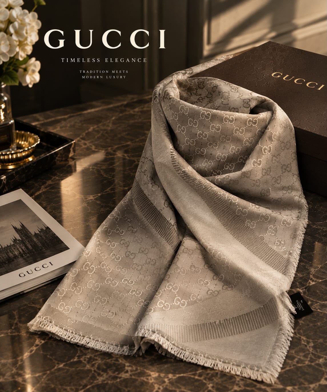 Gucci Two Tone GG Scarf
