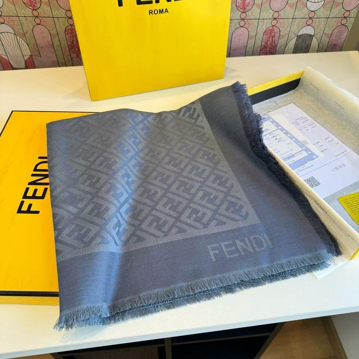 FENDI FF Border Scarf
